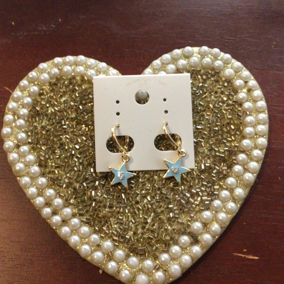 Unk Gold and Blue Star Earrings - Picture 1 of 1